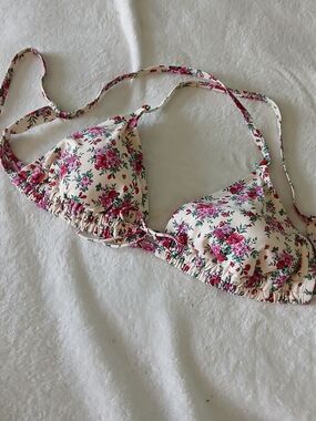 wild fable Cream Bikini Top Pink Floral Print NWT, Juniors [Plus Size 1X 15/17]